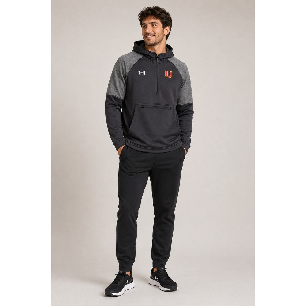 Under Armour Large Mens Union Quarter Zip Hoodie Charcoal Gray Athletic Pullover